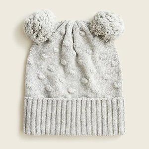 Little Girl NWT JCrew Gray polka dot pom-pom hat